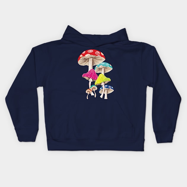 Magical Mushrooms Kids Hoodie by AmandaDilworth